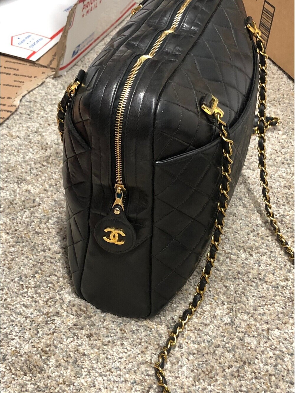 Vintage CHANEL Quilted Shoulder Bag CC Logo Lambskin 24k Chain